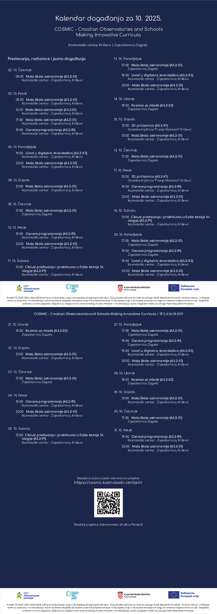 Kalendar događanja za 2025-10